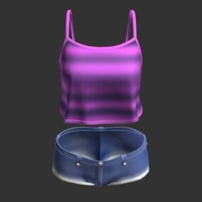 Women Tank Top With Shorts 3d model