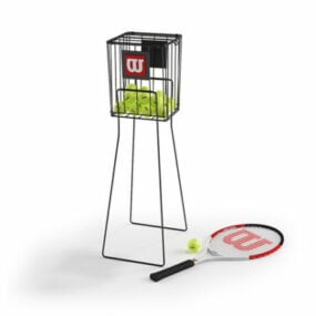 آلة كرة التنس مع مضرب نموذج ثلاثي الأبعاد