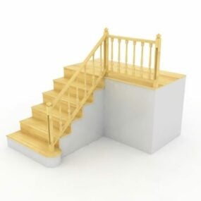 Evropské železné schodiště s madlem 3D model