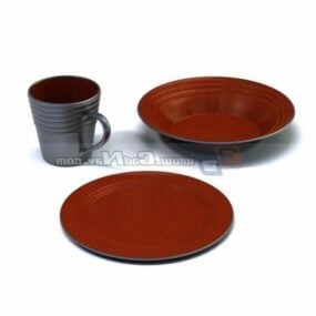 Terracotta Cup With Saucer 3d model