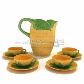 Terracotta Tea And Saucers Set 3d model