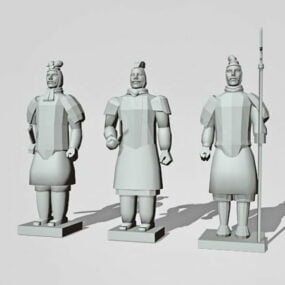 Statues de guerriers chinois en terre cuite modèle 3D