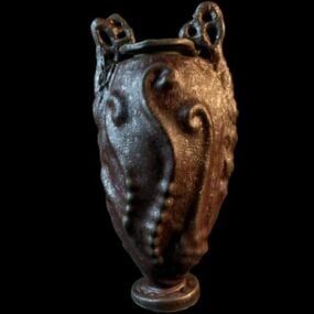 Textured Carved Pottery Vase 3d model