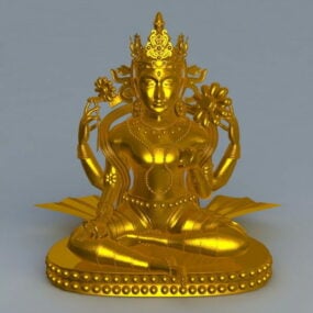 Modelo 3D da estátua de ouro religiosa tailandesa