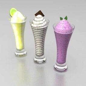 Three Ice Cream Cups 3d model
