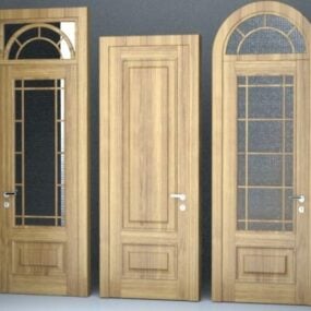 3д модель трехставной деревянной двери