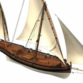 3D model plachetnice se třemi stěžněmi