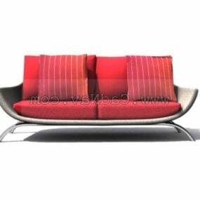 3д модель трехместного тканевого дивана и мебели