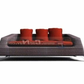 Modelo 3d de sofá estofado para móveis de três assentos