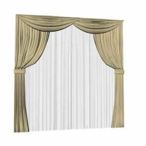 Tie Back Windows Curtain With Sheer 3d model