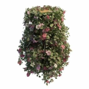 דגם תלת מימד של פרחי גפן צמח מדורג