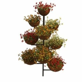 景观分层花盆架3d模型