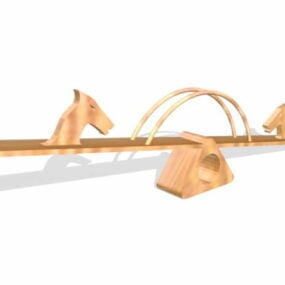 Drewniana huśtawka dla maluchów na świeżym powietrzu Model 3D