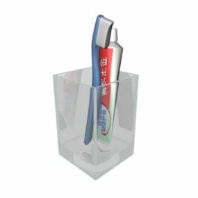 浴室歯ブラシ歯磨き粉3Dモデル