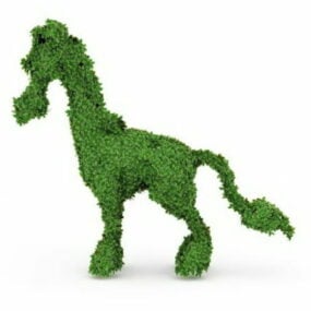 Modelo 3d de decoração de jardim de cavalo topiaria