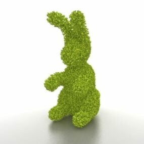 Modelo 3d de decoração de jardim de coelho topiaria