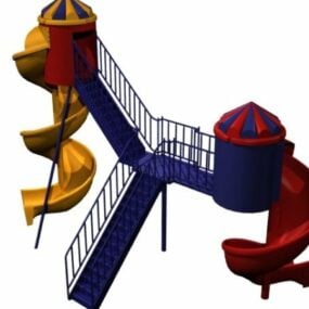 Modello 3d del parco giochi per scale e scivoli