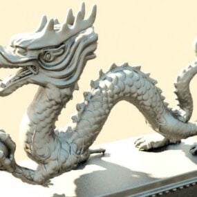 نموذج نحت التنين الصيني التقليدي ثلاثي الأبعاد