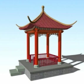 Model 3d Paviliun Luar Ruangan Tradisional Cina