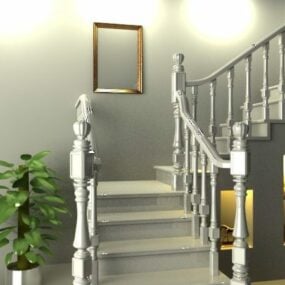 Traditional Wooden Staircase Design 3d model