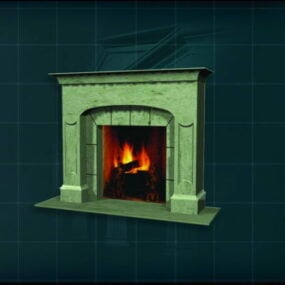 Burning Fireplace Traditional Style 3d model