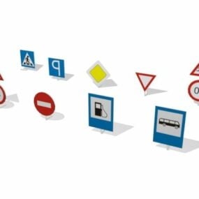 Straatverkeersborden met symbolen 3D-model
