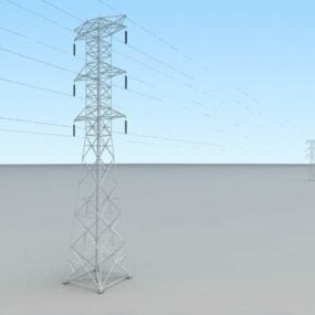 Modelo 3d da torre de linhas de energia de transmissão industrial