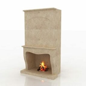 Antique Stone Fireplace 3d model