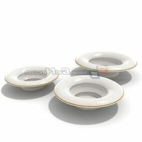 White Tray Plate Dish 3d model
