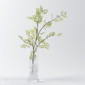 3д модель вазы с веткой дерева в минималистском стиле