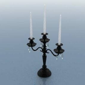 Antique Trident Iron Candle Holder 3d model