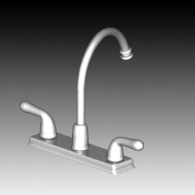 Two-handle Inox Kitchen Tap Faucet 3d model