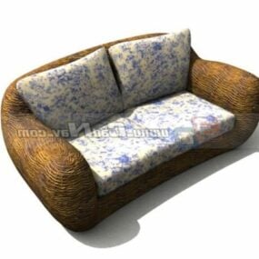 Two Seats Home Cushion Couch Furniture 3d model