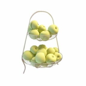Modelo 3d de cesta de frutas de duas camadas para cozinha
