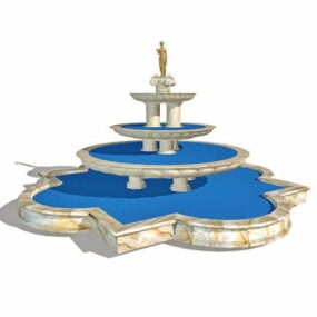 Typisk Western Stone Fountain 3d-modell