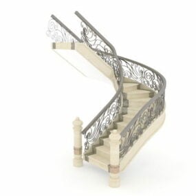 Home U Shape Stair Design 3d model