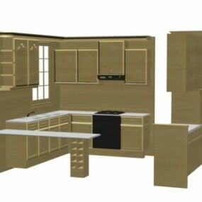 مدل سه بعدی طراحی پایه کابینت U Kitchen
