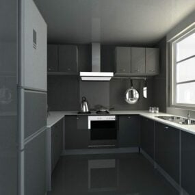 U Kitchen Design Small Plan 3d model