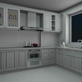 خزائن تصميم المطبخ على شكل حرف U نموذج ثلاثي الأبعاد