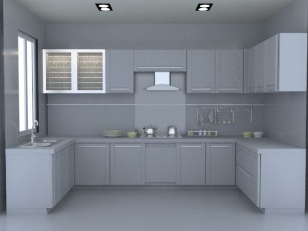 U Shape Kitchen Layout Design