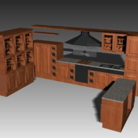 U Shape Kitchen Cabinets 3d model