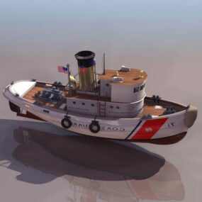Modelo 3d de rebocador da guarda costeira dos EUA em embarcação