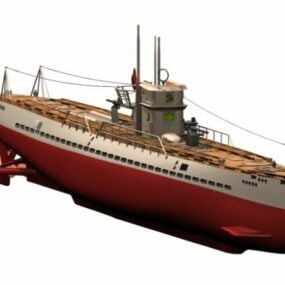 3d модель транспортного вітрильного човна на морі