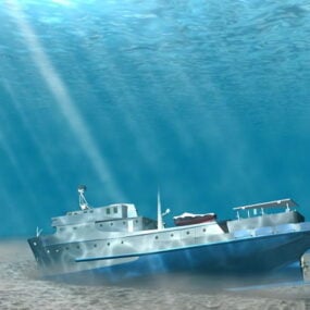 דגם תלת מימד של ספינה טרופה מתחת למים