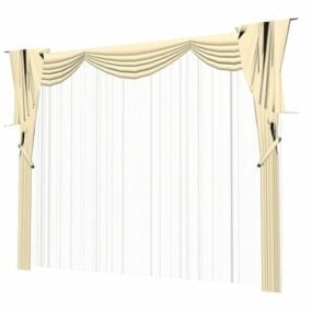 Modelo 3d de cortinas transparentes de saia para casa