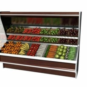 スーパーマーケットの野菜ディスプレイ冷蔵庫3Dモデル