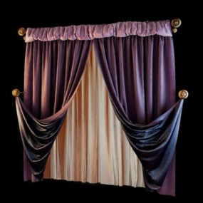 Velvet Window Curtain 3d model