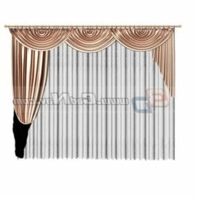 Velvet Window Curtain With Valance 3d model