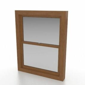 Vertical Wood Frame Slider Window 3d model
