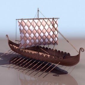 דגם תלת מימד של ספינת מלחמה ויקינגית עתיקה